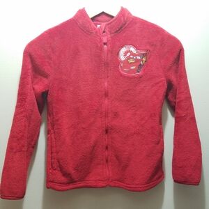 Pixar Cars Lightning McQueen Kids Red Fleece Jacket Sweatshirt Zip 7/8 Disney